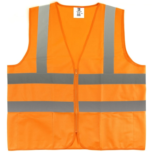 Tr Industrial Orange Knitted Safety Vest, Size 5XL, 2Pocket W Zipper, 5PK TR88066-5PK - main
